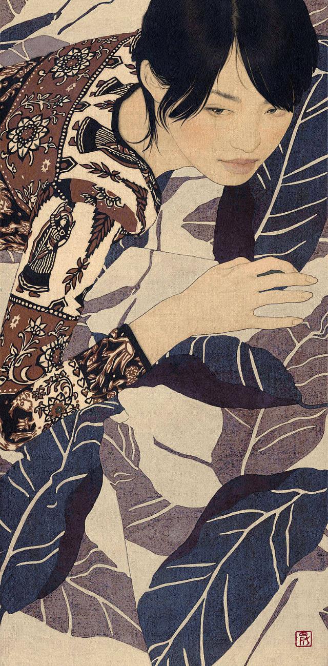 池永康晟 Ikenaga Yasunari 透出古朴气息的日本美女人像画作