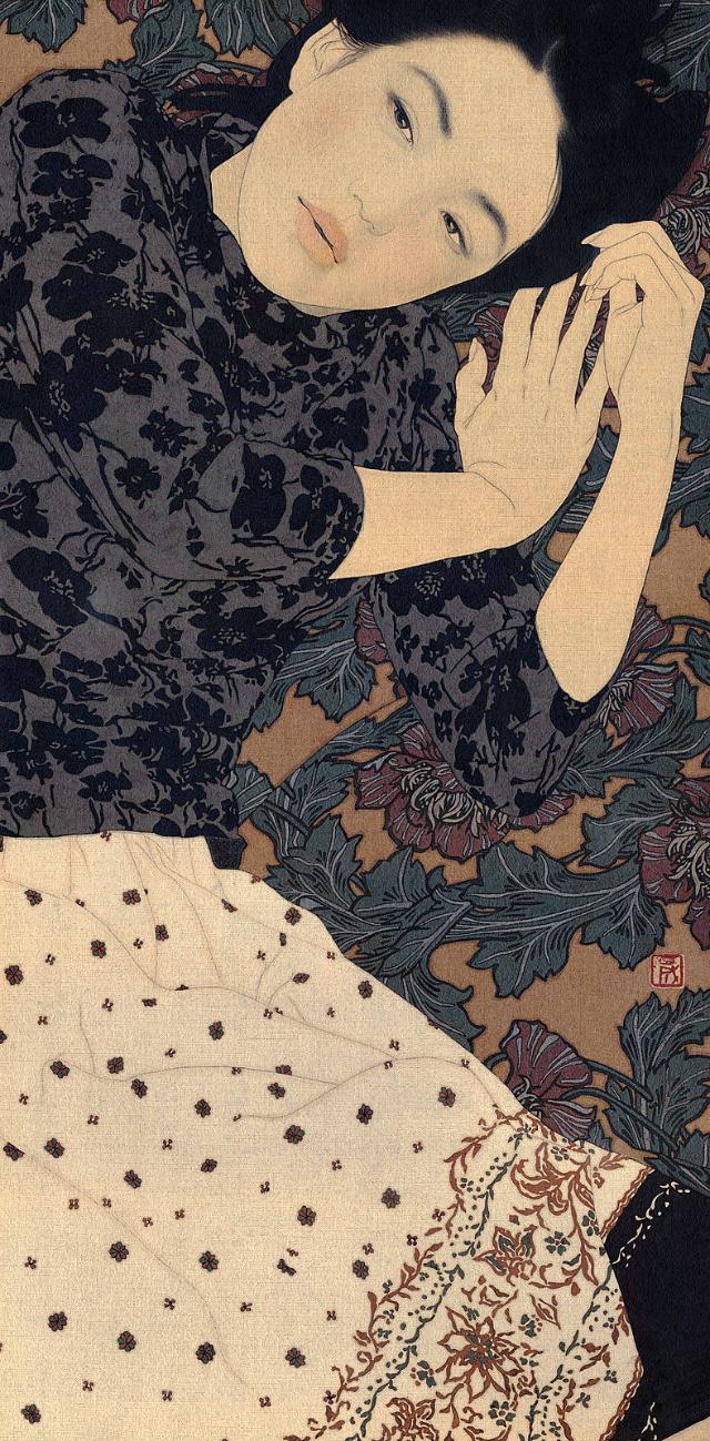 池永康晟 Ikenaga Yasunari 透出古朴气息的日本美女人像画作