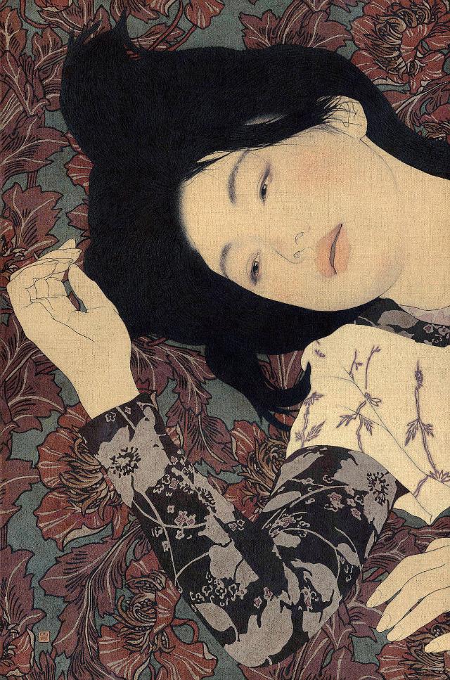 池永康晟 Ikenaga Yasunari 透出古朴气息的日本美女人像画作