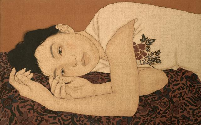 池永康晟 Ikenaga Yasunari 透出古朴气息的日本美女人像画作